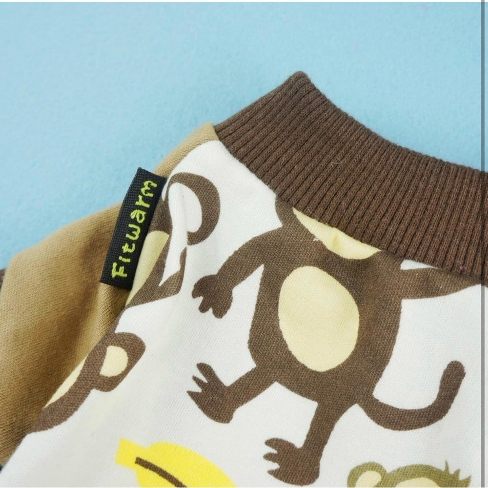 Fitwarm Soft Cotton Monkey Dog Pajamas Shirt Pet Clothes, Brown, Medium - Picture 3 of 4